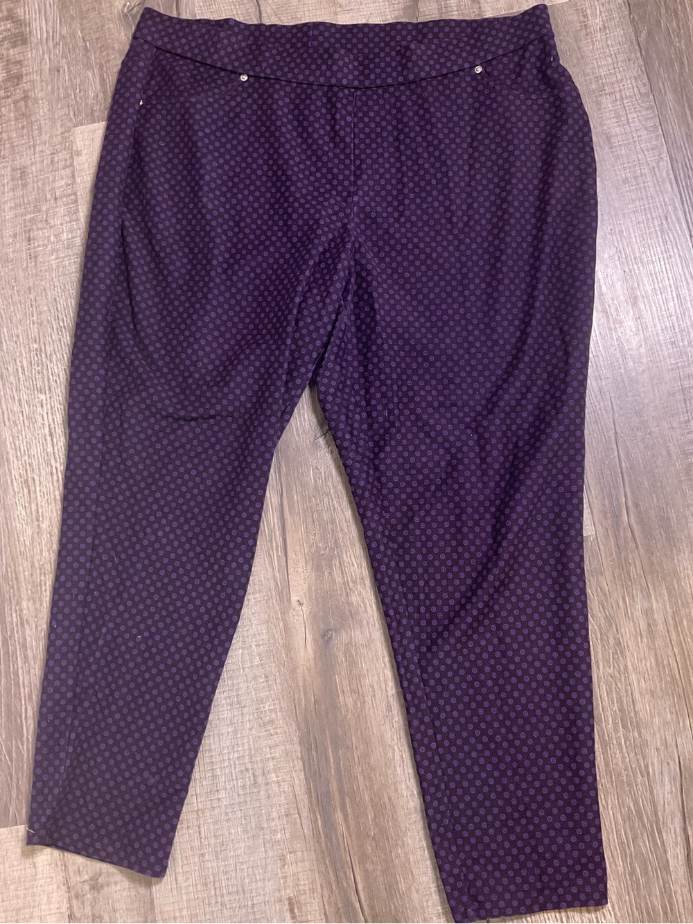 Michael Kors 3X Purple Black Pull On Pants Stretch Straight Leg Plus Size pocket